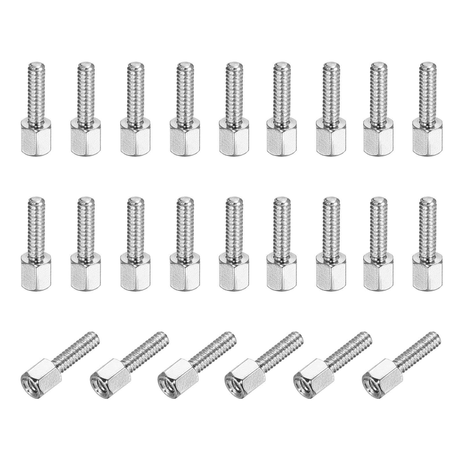 PATIKIL 48 Pcs 4-40 5mm+10mm Male Female Hex Standoff, Nickel Plated Copper PCB Motherboard Spacer Standoffs for Computer Cases Circuit Boards FPV Drone Quadcopter, Silver