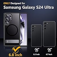 Vista 2 de SPIDERCASE Funda para Samsung Galaxy S24 Ultra con soporte invisible, magnética, a prueba de golpes, delgada, color negro