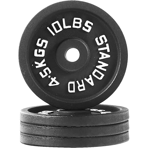 Fitvids Cast Iron 1-Inch Standard Weight Plate for Strength Training & Weightlifting Home Gym, Multiple Weights Available