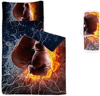 Axolotl Toddler Nap Mat for Boys Soccer,Slumber Bags for Toddlers,Kids Nap Mat Set with Pillow,Sports Sleeping Mat for Daycare Preschool Kindergarten Travel Sleeping Bag,Toddler Bedding Sets,Black