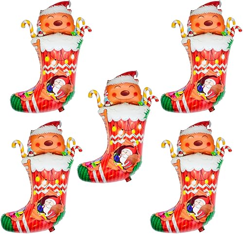 Miniatura 8 de 5 globos de Papá Noel, globos de papel de aluminio de Papá Noel para suministros de fiesta de Navidad, decoración de fiesta de cumpleaños