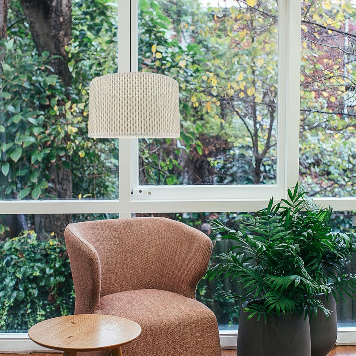 VANZACK Pantalla de Lámpara de Mesa Tejida Beige E27 Moderna para Salón