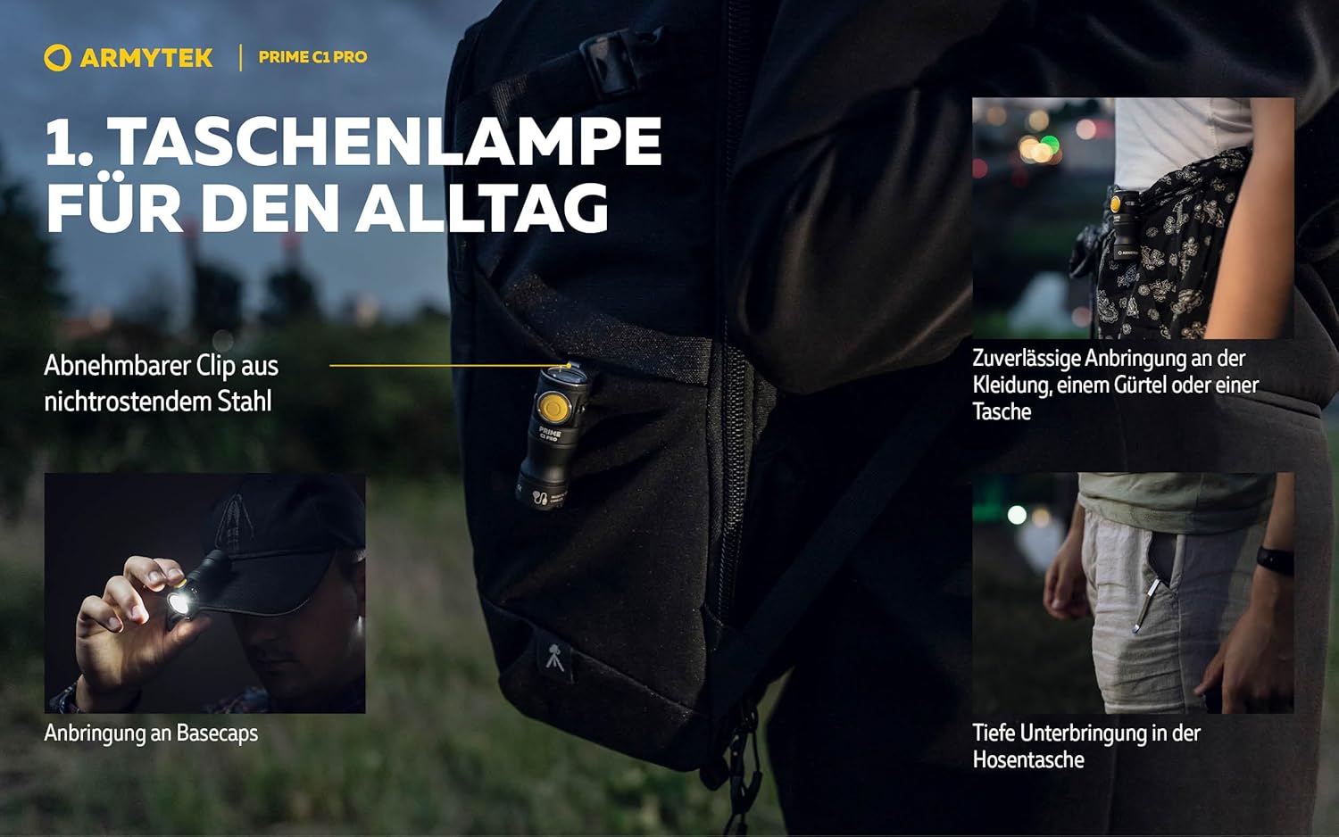 Examples of everyday carry for the Armytek Prime C1 Pro