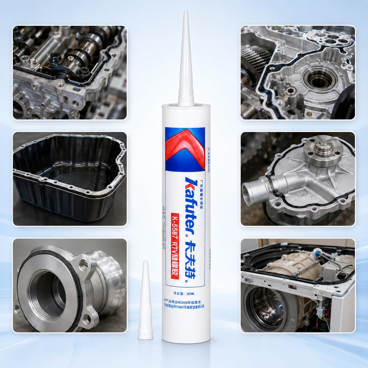 VIDOO Kafuter K-5587 300ml Uszczelniacz Mastyksowy Obudowy Mechanizmu Różnicowego, Wodoodporna Guma Silikonowa do Wysokociśnieniowych Pomp Wodnych