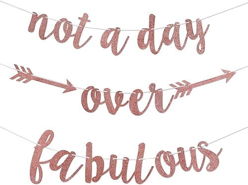 Lnlofen Cartel de cumpleaños con purpurina de oro rosa, suministros de decoración de cumpleaños para mujeres y niñas, ideal para decoraciones de