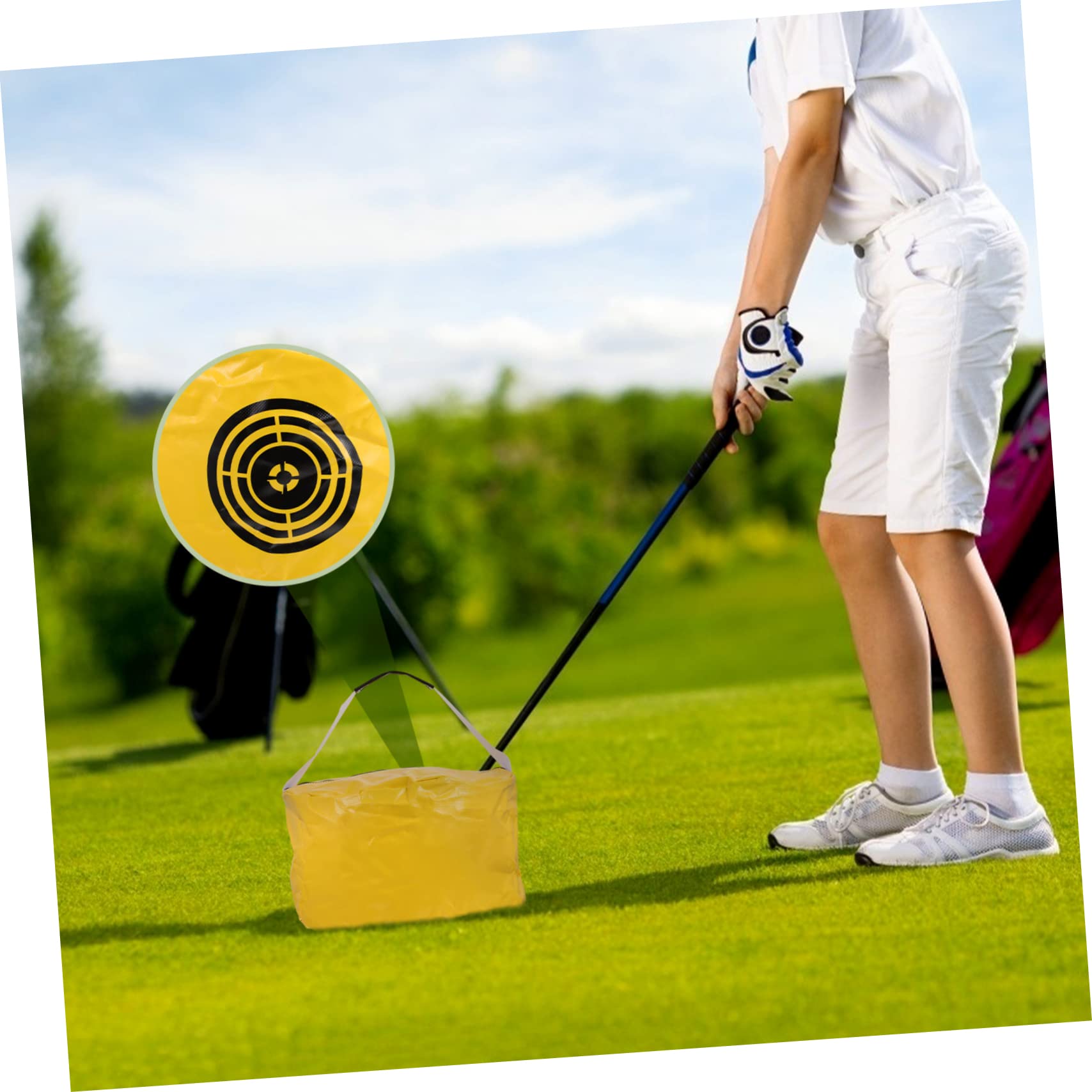 ibasenice Bolsa Precisión Amarillo Entrenamiento de Swing en de Golf, PVC Ayuda de Práctica Segura Mejorar la Impacto para Casa Aire Libre