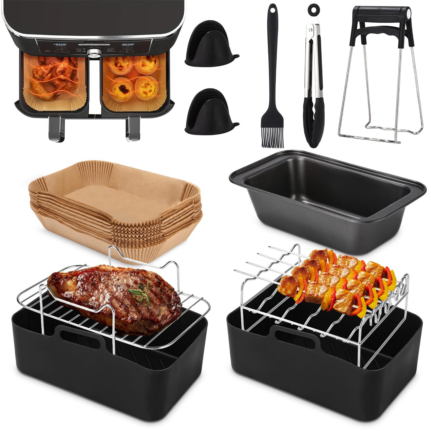 Air Fryer Accessories,Silicone Air Fryer Mold,Airfryer Accessories for Ninja Foodi AF400EU、AF300EU、COSORI,、Tower 7.6L/8L/9L/9.5L