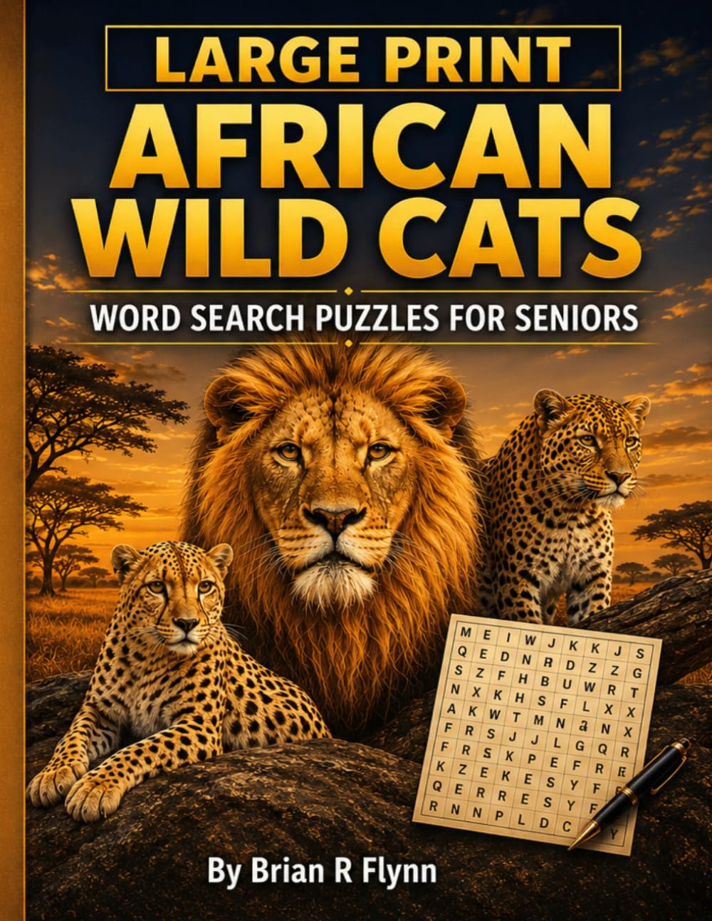 LARGE PRINT AFRICAN WILD CATS WORD SEARCH PUZZLES FOR SENIORS: 100 THEMED PUZZLES EACH WITH 20 WORDS THATS 2000 WORDS FOR SENIORS TO SEARCH
