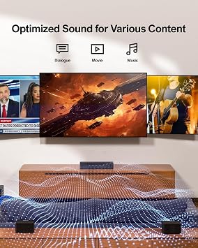 ULTIMEA 5.1 Sound Bar for Smart TV, Surround Sound, Stereo Shelf System | 320W Peak Power, Adjustable Surround Speakers and Subwoofer, APP Control, Home Theater Soundbar Poseidon D50(2026 New Model)