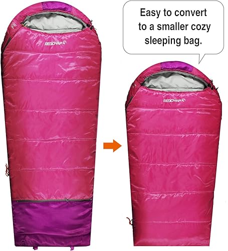 Vista 55 de Redcamp - Saco de dormir para niños, para acampada, 32 a 77 grados, 3 estaciones, clima cálido o frío, para niños, niñas y adolescentes, color azul