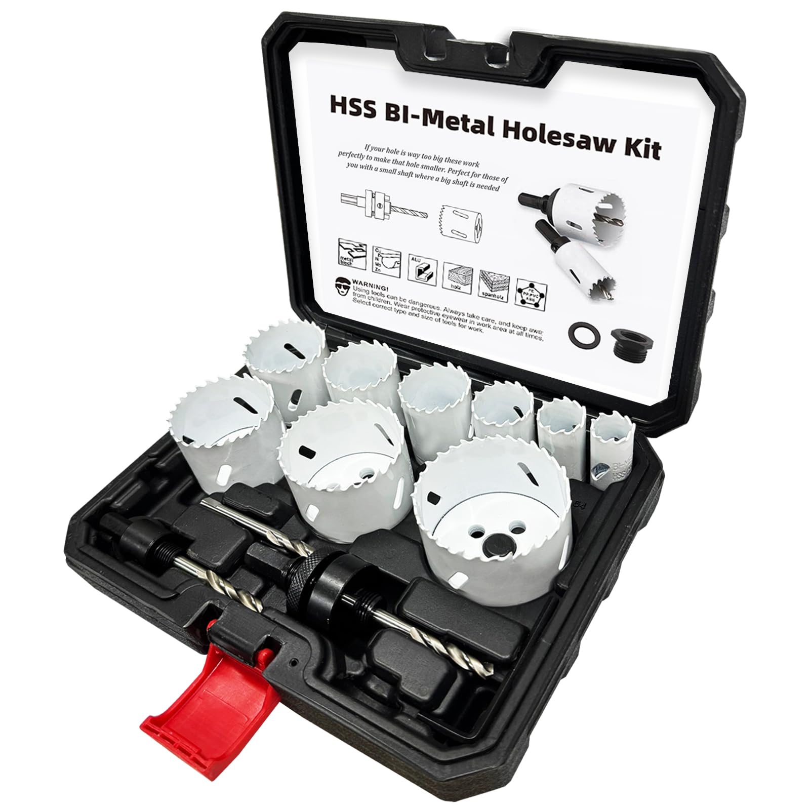 Greywolf 15 pcs Bi-Metal Hole Saw Set, M42 8% Cobalt HSS Hole Saw Kit with 3/4"-2-1/2" (19-64mm) 9 pcs Hole Saw Blades