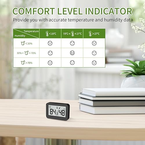 Miniatura 5 de DOOMAY Mini termómetro higrómetro para interiores, medidor de humedad con interruptor de , medidor de humedad, monitor digital de temperatura para