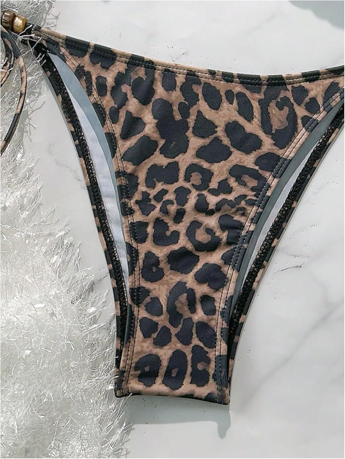 Milumia Women's 2 Piece Leopard Print Bikini Sets Halter String Triangle Swimsuit Bathing Suits - Image 4