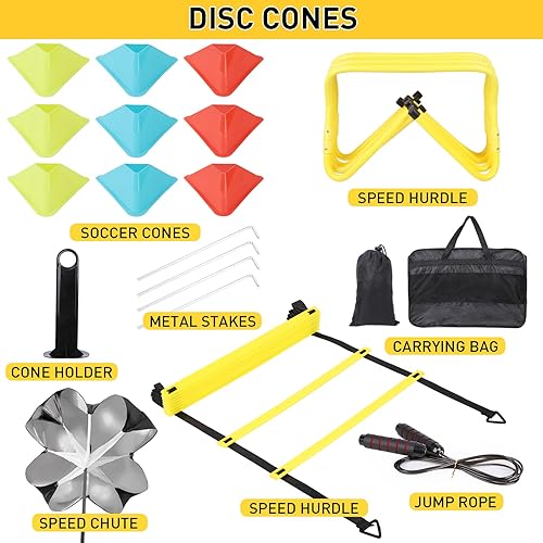 Miniatura 2 de Juego de entrenamiento de agilidad de velocidad incluye paracaídas de carrera de velocidad entrenamiento ajustable escalera de agilidad ajustable