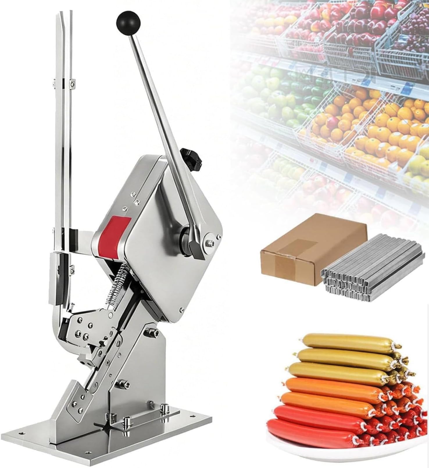 ZHJOPP Sausage Clipper Clipping Machine, Manual U-Shape Commercial Sausage Sealing Machine, Bag Tying Cutting Machine, for Supermarkets