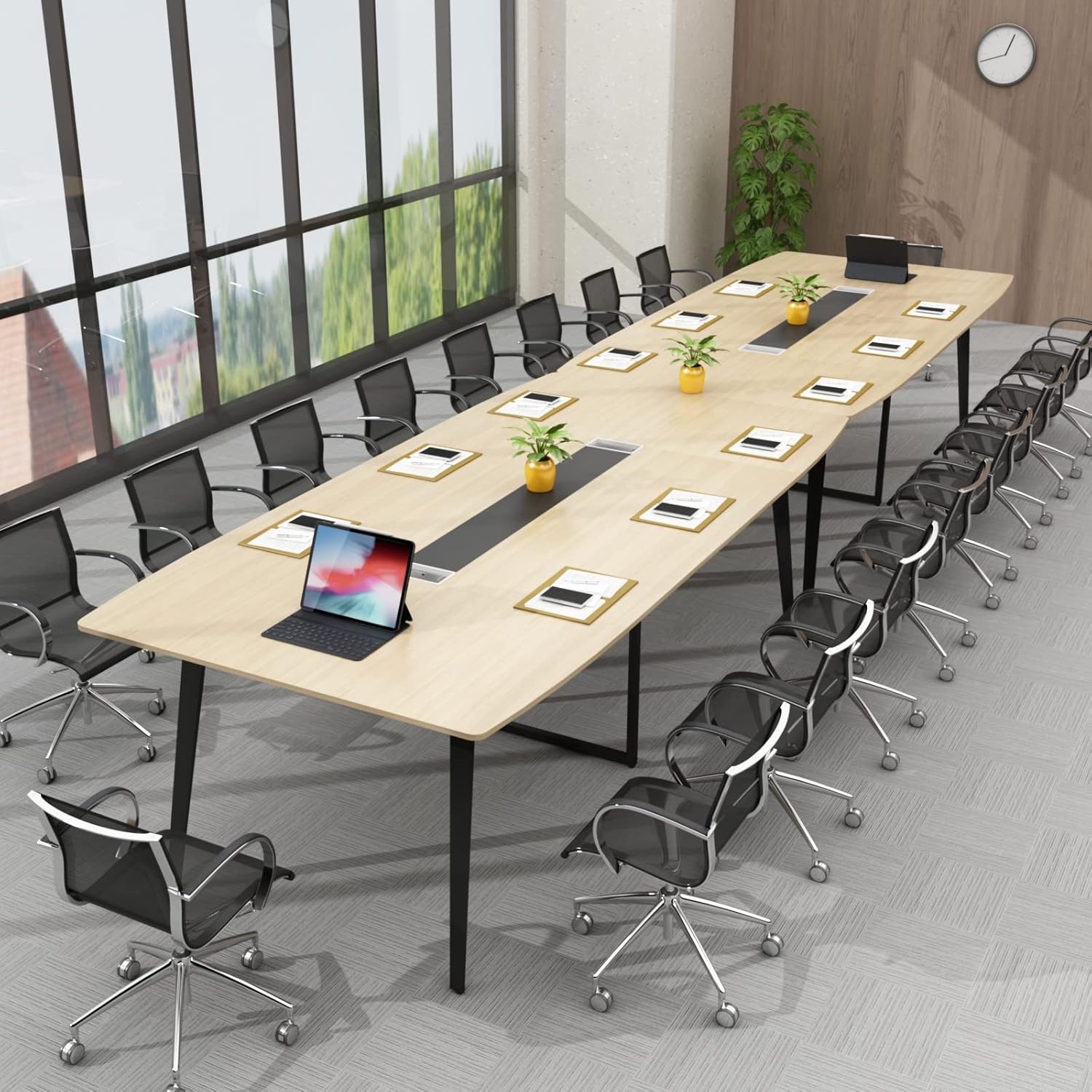 Loomie 8FT Conference Table, 94.49" L x 47.24" W x 29.53" H Meeting Seminar Table with Grommet, Large Boat Shaped Computer Desk, Boardroom Desk for Office Meeting Conference Room : Office Products
