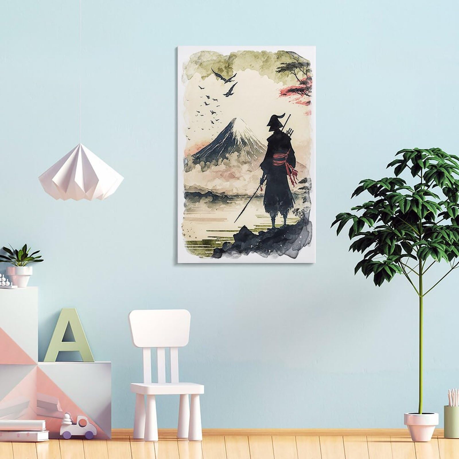 Tableau Samouraï Japonais Sur Toile - Bushido Art Moderne Salon Chambre 50x70cm Sans Cadre