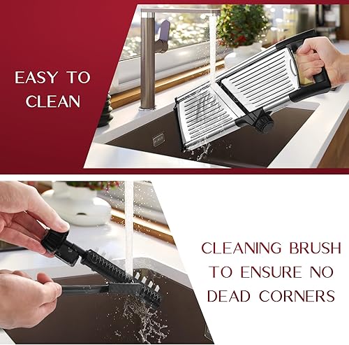 Miniatura 5 de MIDONE Rebanadora de mandolina  Cortadora de mandolina ajustable para cocina, de acero inoxidable, mandolina de alimentos, mandolina, cortador de