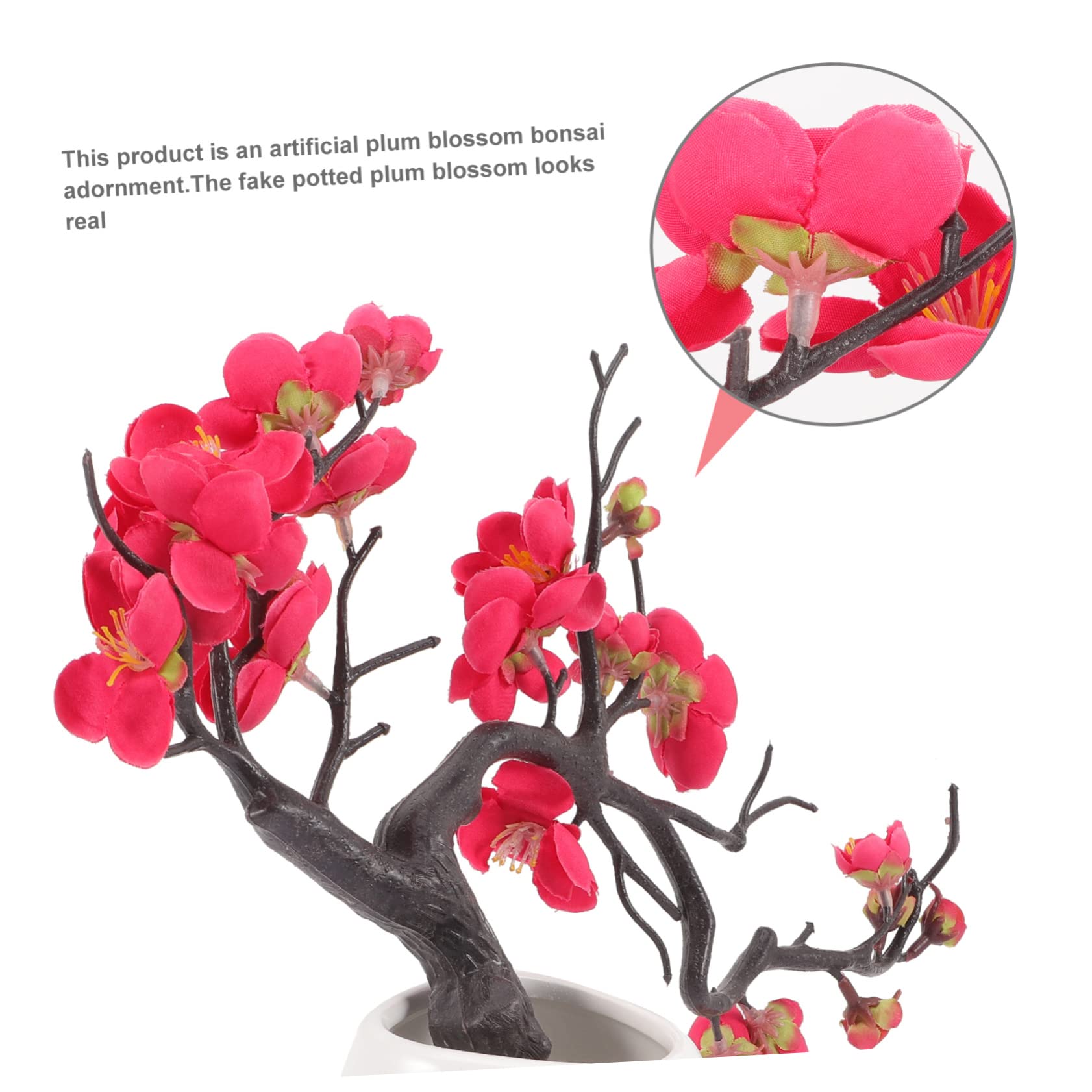 Amazon｜TOPPERFUN 人工鉢植え植物 梅の花の盆栽装飾 造花鉢植え