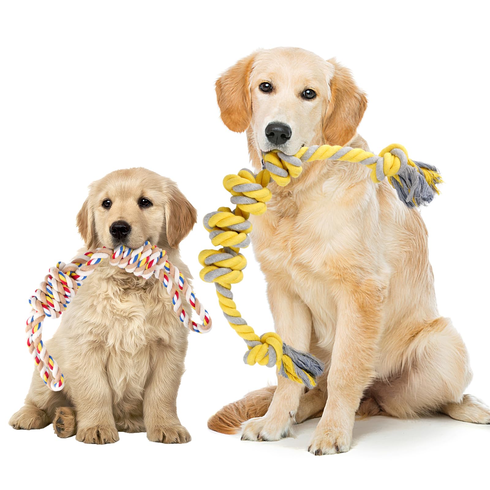 Juguete para perros con cuerda para perros, 2 unidades, indestructible, 58 cm+48 cm, cuerda para perros, juguete interactivo para masticar, juguete robusto para perros medianos y grandes y perros