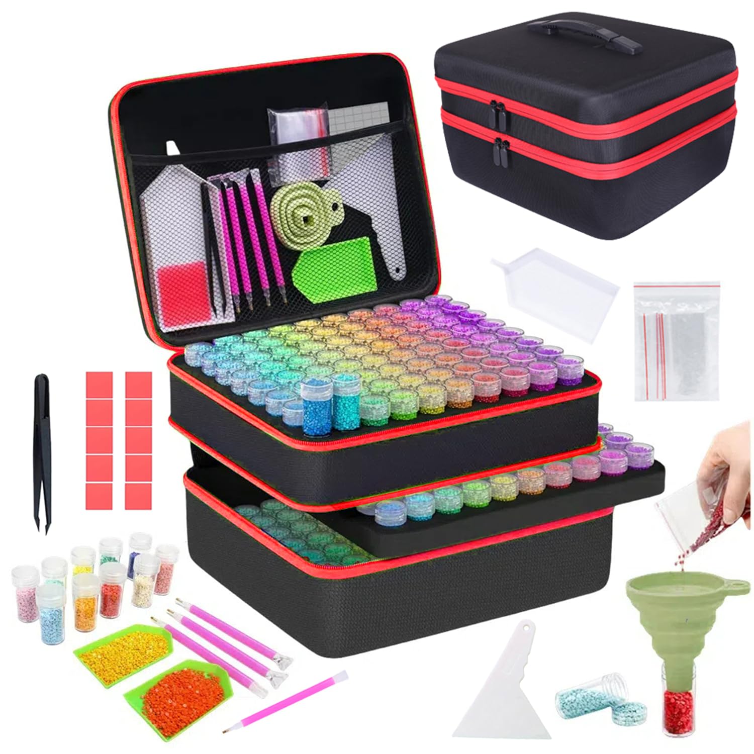 Almacenamiento de pintura de diamantes completo con 240 botes para manualidades