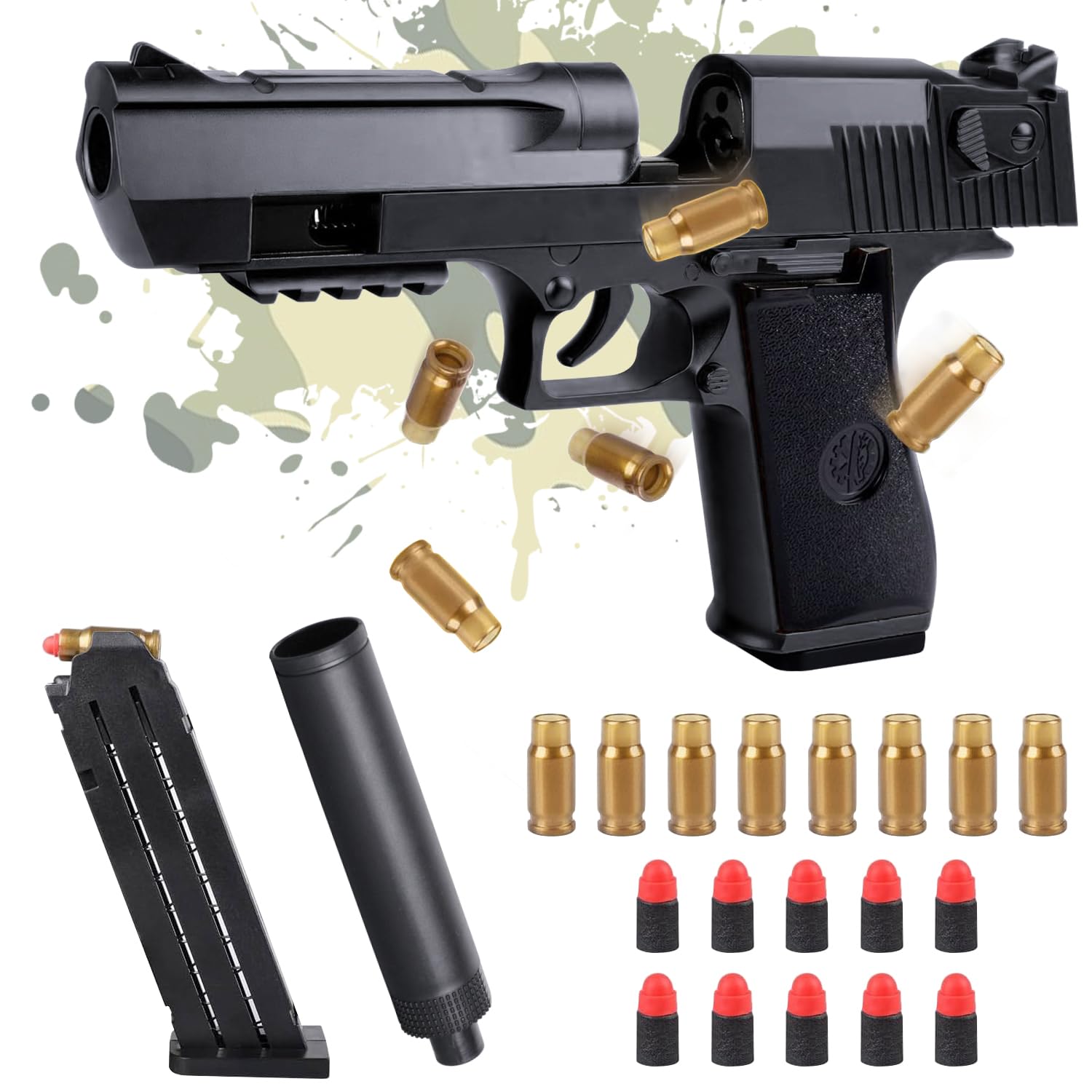 Rdlobu Toy Pistol Children's Weapons, Toy Guns, Soft Bullet Foam Gun with Silencer, Gift for Boys Girls Teenagers