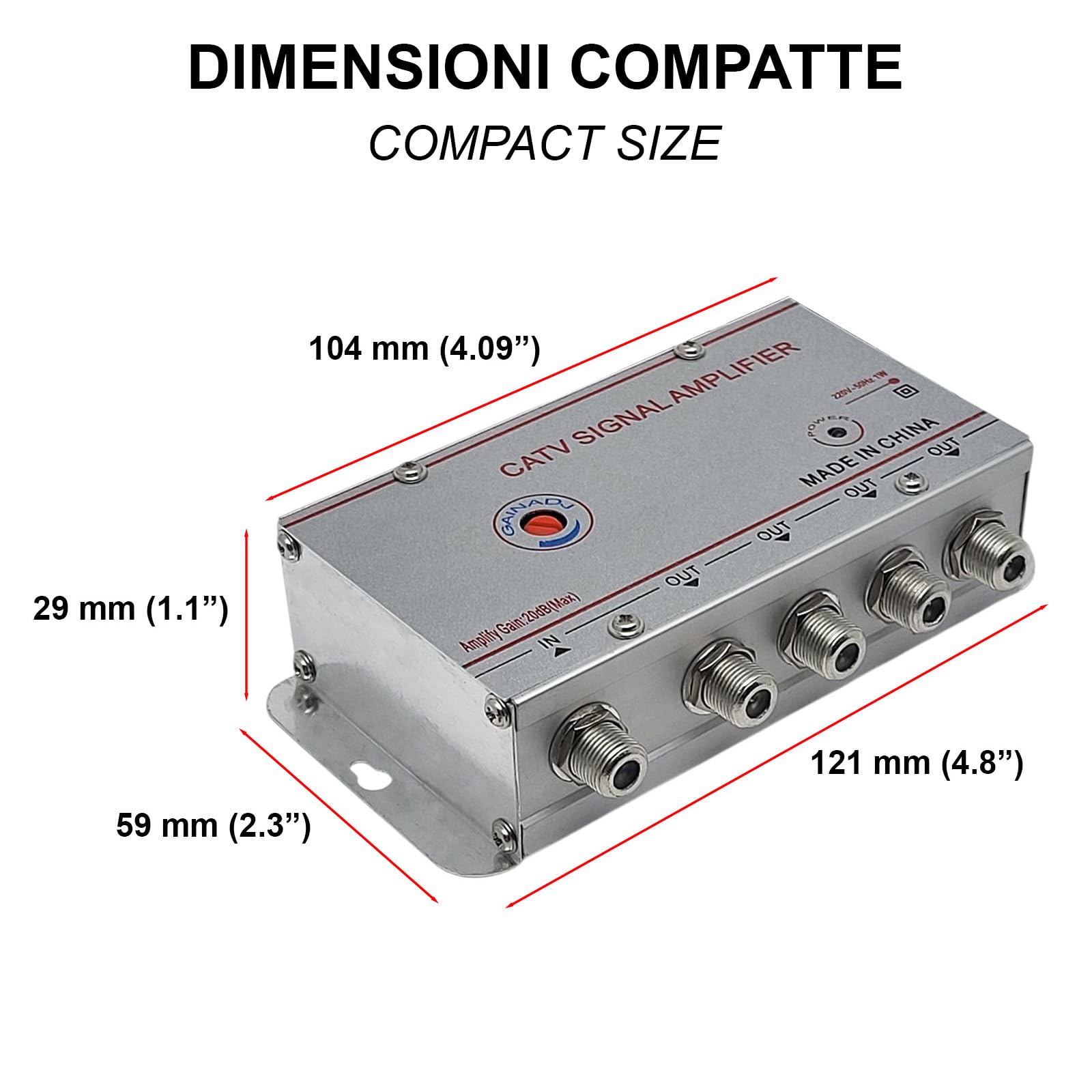 FAST WORLD SHOPPING ® Amplificateur Antenne TV Avec 4 Sorties - Convertisseur Numérique Terrestre - Augmente Signal Vidéo Audio - Récepteur Émetteur Répartiteur