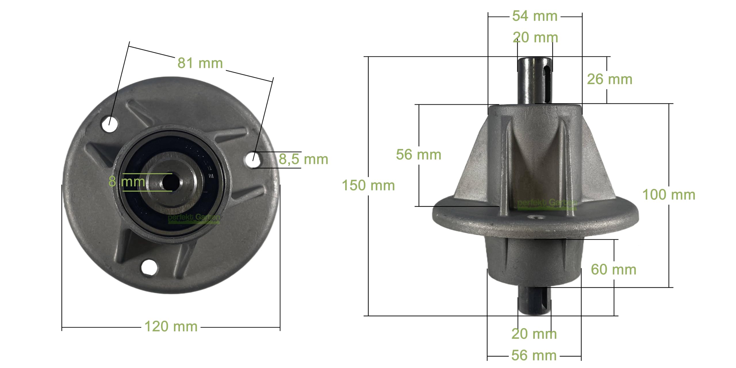 perfektGarten Mozzo Porta mandrino Lama Sinistra Compatibile con Castel Garden Alpina Stiga Efco EF84/14,5HP 3822072041