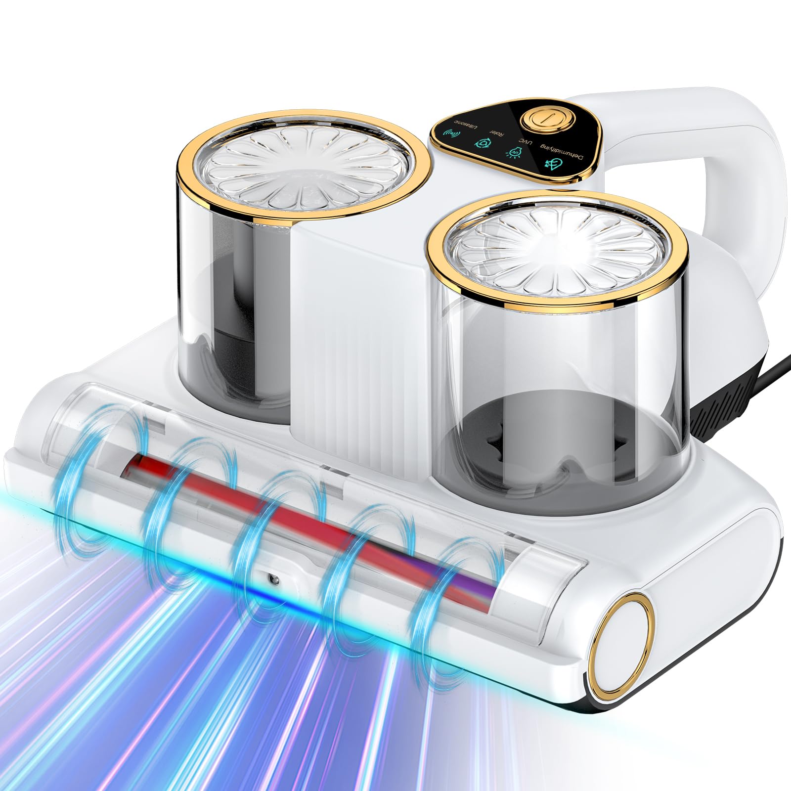 Milbensauger für Matratzen,Milbensauger mit UV-Licht 16KPA Absaugung 500W Milbenstaubsauger mit Ultraschall und Heißluftfunktion Matratzensauger Entfernt 99,9 % Bakterien Allergene und Staub-Milben