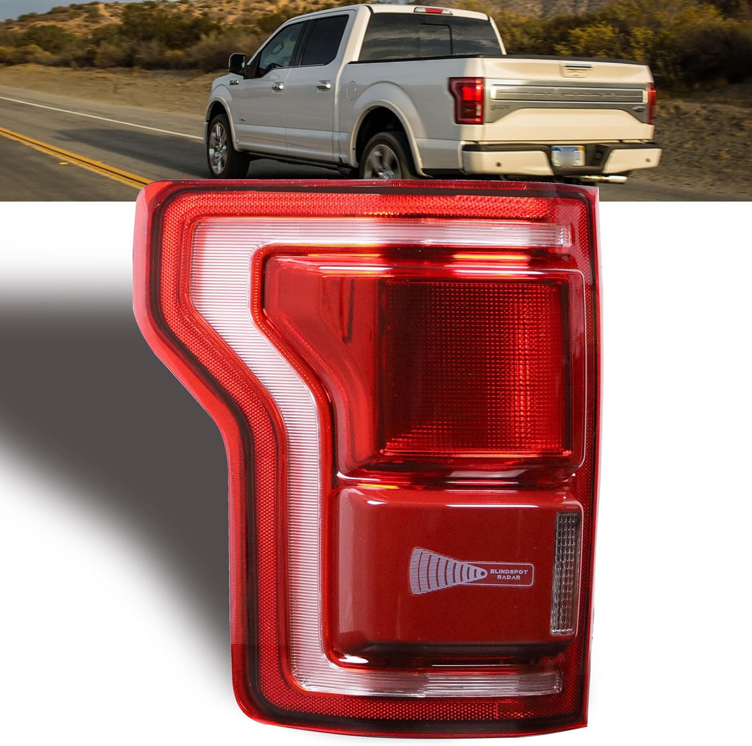 Tail Lights Compatible With Ford F150 F-150 2015 2016 2017 Right Passenger Side with Blind Spot Rear Left Lamp (Module Not Included) # HL3Z13404D