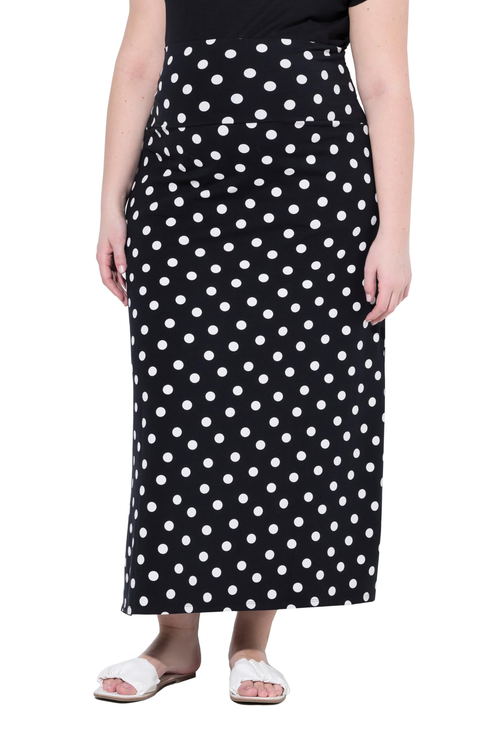 Ulla Popken Damen große Größen Übergrößen Plus Size Jersey-Maxirock, Muster, Stretchbund 841487