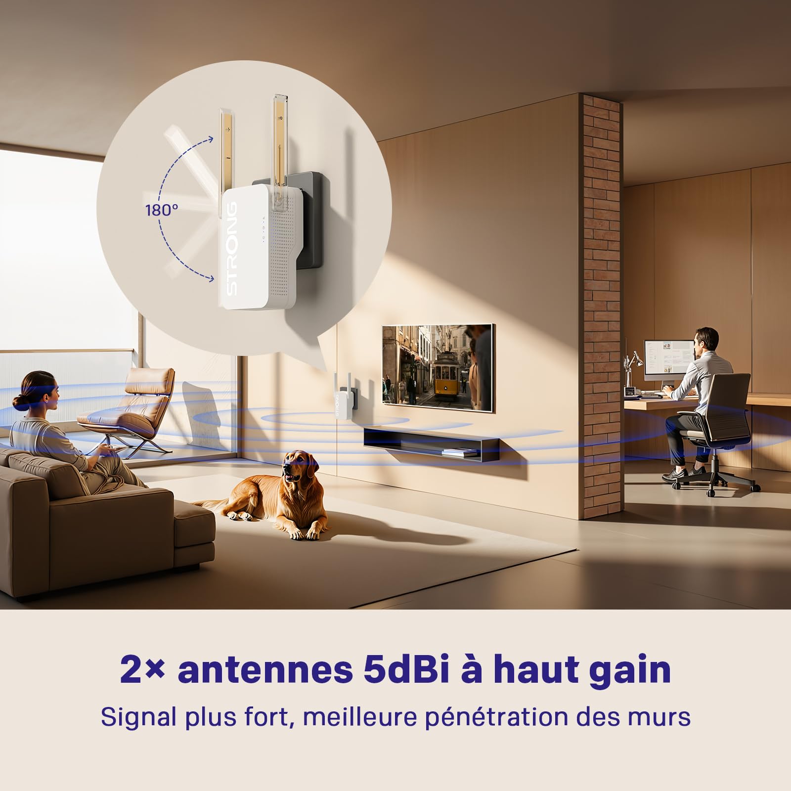 STRONG Répéteur Amplificateur WiFi 6 AX3000 Mbps|Point d'accès|Port WAN/LAN|2 antennes|Compatible Box Internet|Garantie 4 Ans