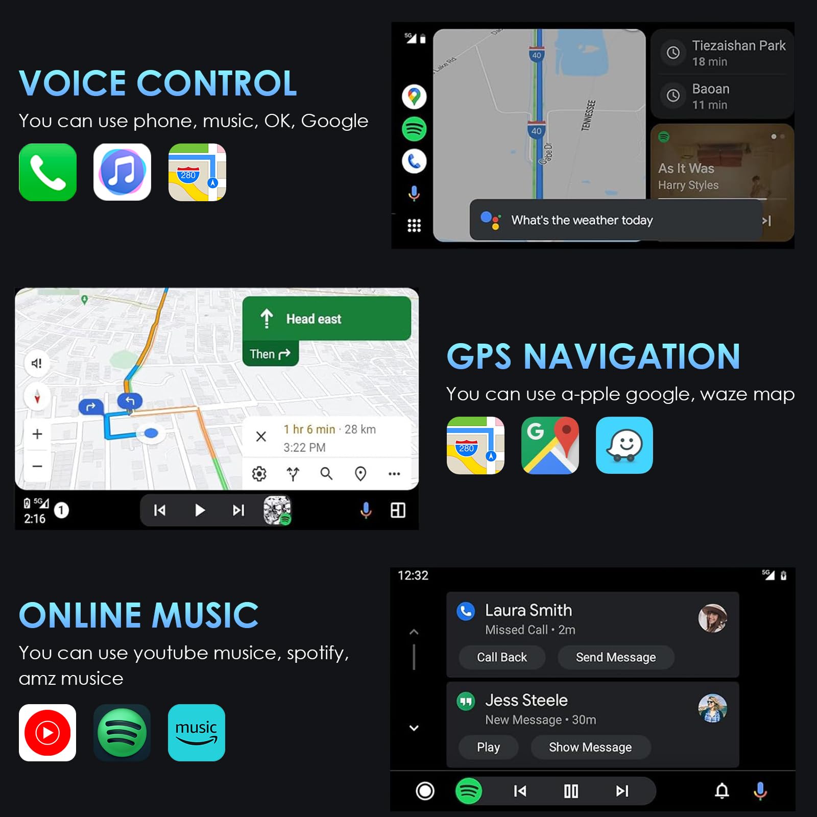 Adaptador inalámbrico para Android Auto & Carplay, Dispositivo inalámbrico 2 en 1 Que Convierte Android Auto/Carplay con Cable en inalámbrico para automóviles con AA y Carplay, USB C/A