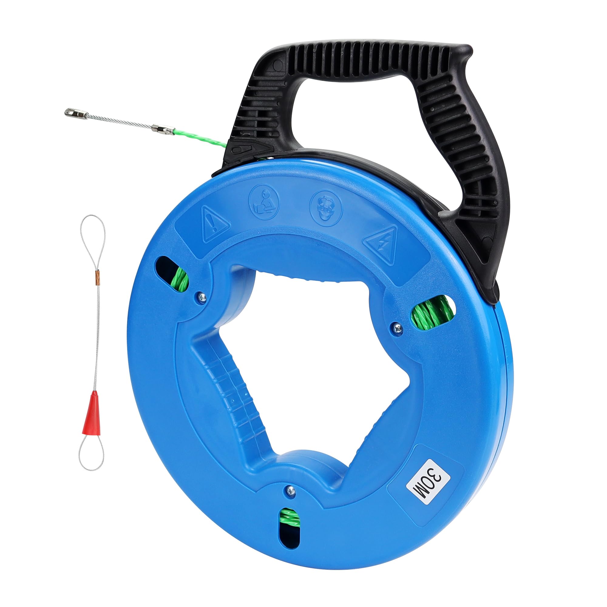 QZATACAEN 30M 4mm Fish Tape Cable Puller, Retractable Wire Pulling Tool for Electrical Wiring in Long-Distance Pipelines