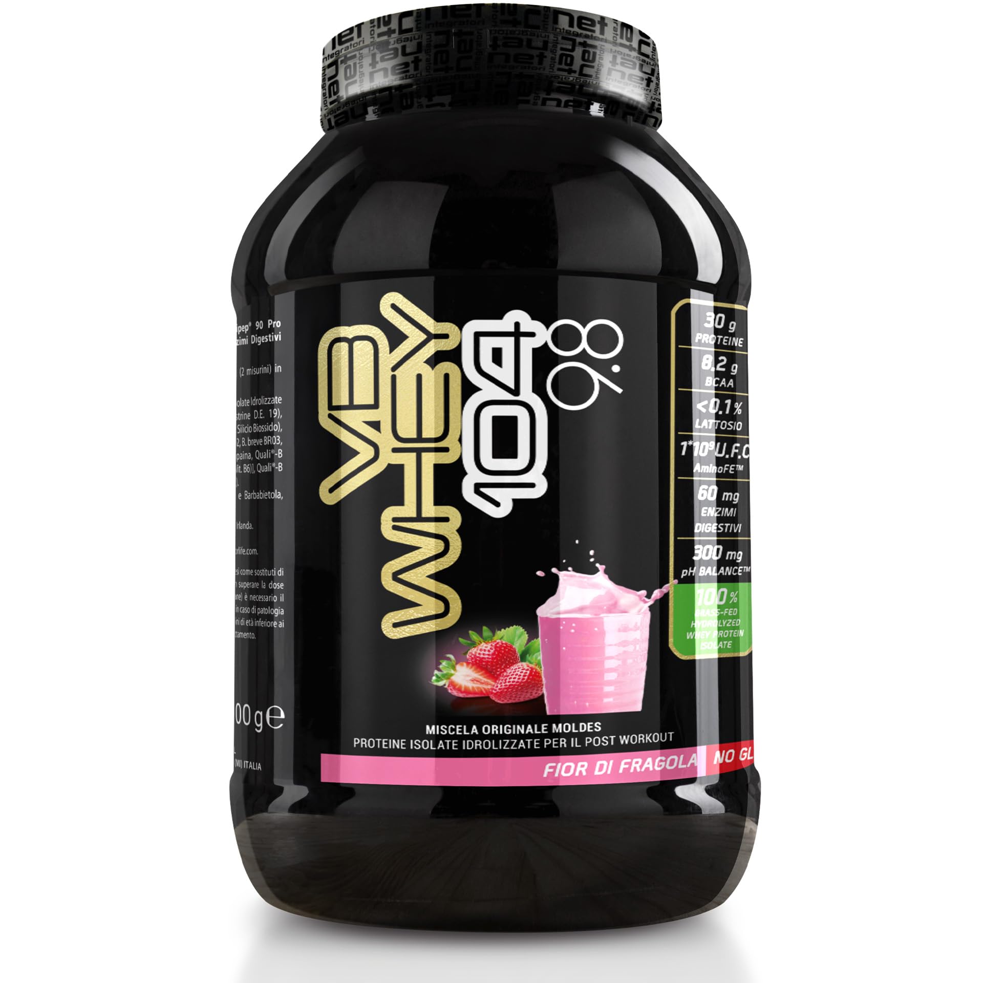 NET Integratori VB WHEY 104 9.8 Optipep - 900g Fior Di Fragola - Proteine Isolate Idrolizzate per via Enzimatica Con EAA e BCAA - Massimizza Sintesi Proteica, Crescita e Mantenimento Muscolare