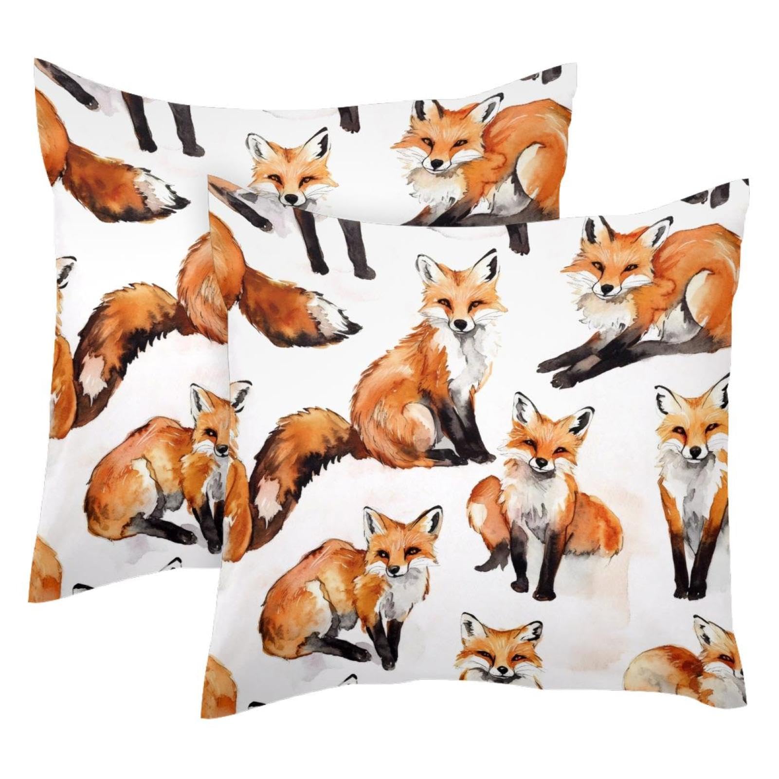 Housse de coussin double face en velours motif renard 50x50 cm pour canape moderne