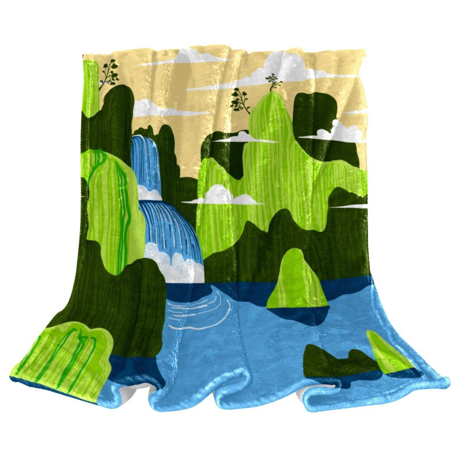 Couverture polaire cascade montagne plaid canapé jeté de lit doux