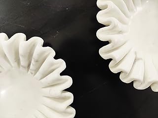 Indian Carrera Marble Bowl Fruit Bowl, Stone Bowl Decorative Bowl Decorative Trays Marble Fruit Bowl Marble Ruffle Bowl Marble Floral Bowl (12 inch)