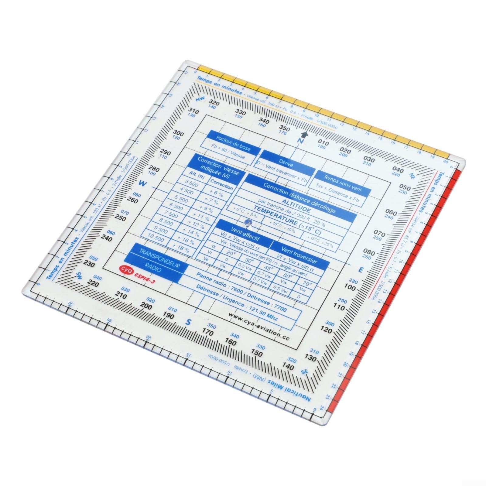 Rapporteur de Carte Règle de vol Aviation Navigation Dessin Multi-Fonction pour Boussole Outil de Mesure pour Étudiants Pilotes