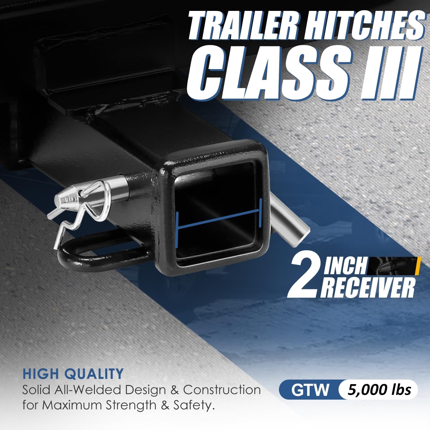 Auto Dynasty Hitch Receivers Compatible with 2024-2025 Lexus TX350 TX500H+ Toyota Grand Highlander, with Hitch Pin & Clip, 2" Receiver Class III Square Body, Powdercoat Black