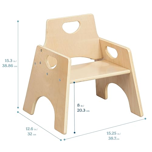 Miniatura 3 de ECR4Kids Silla apilable de madera para niños pequeños, 8 pulgadas, muebles para niños, natural, paquete de 2 Natural,Gris (Grey Wash),Blanco