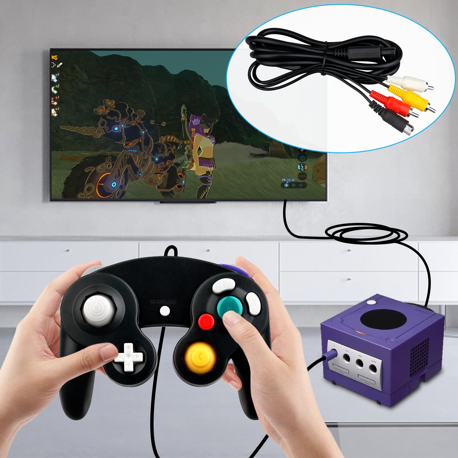 OSTENT AV Video compuesto S-Video RCA HD TV Cable compatible con Nintendo 64 N64 SNES SFC NGC