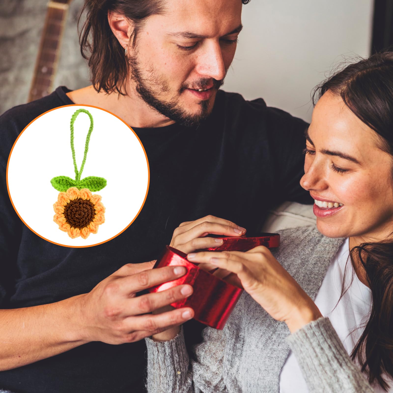 Ciondolo Auto Girasole Fatto A Mano - Accessorio Decorativo Per Specchietto Retrovisore, Stile Boho