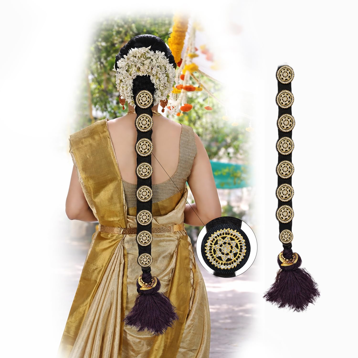 Bridal False Hair Choti Jada Billalu Set Of Kunjalam Bharatanatyam Kuchipudi Marriage Readymade Traditional Kunjalam Jadai Billai Set For Women
