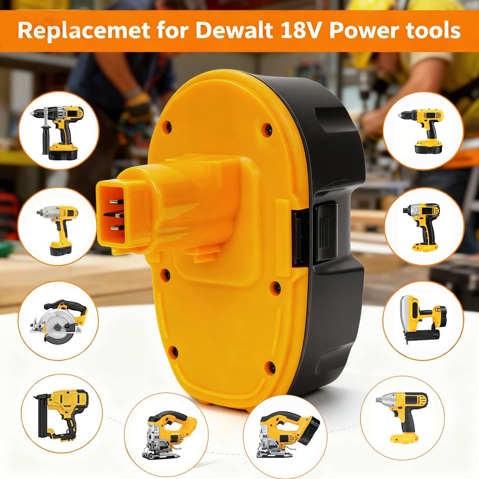 Batteria di ricambio aggiornata da 18 V per utensili Dewalt 18 V XRP, batteria Ni-MH da 5,0 Ah compatibile con utensili elettrici e caricabatterie DC9096, DC9071, DE9096, DE9098, DW9071