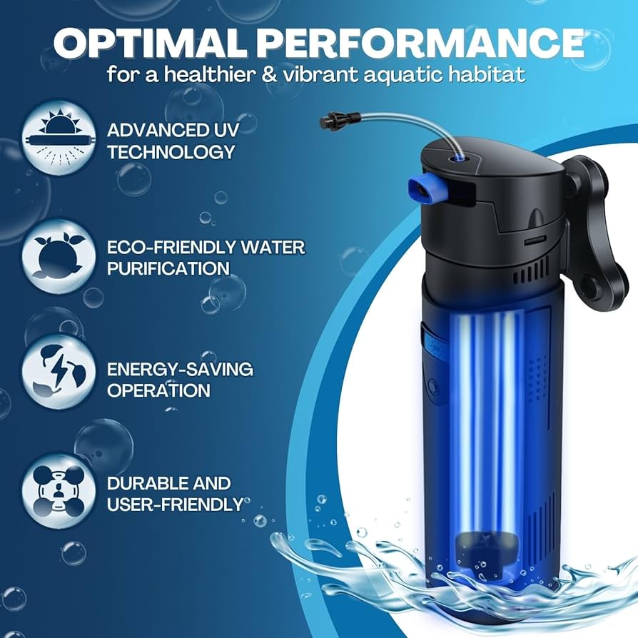 Flexzion Aquarium UV Filter - 4-in-1 198 Gallon Fish Tank UV Light