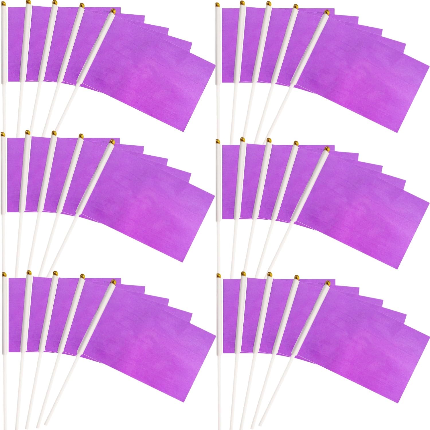 50 Packs Plain Purple Flag Hand-hold Mini Flag Solid Color DIY Graffiti Banner Referee Party Parade Celebration Sports Kindergarten School Events Festival Outdoor Decoration 14 * 21cm/5.5 * 8.2in — image 1