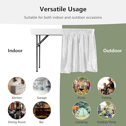 Miniatura 6 de Mesa enfriadora de hielo de 4 pies, mesa de hielo profundo al aire libre con falda a juego, patas de metal con recubrimiento en polvo, mesas de