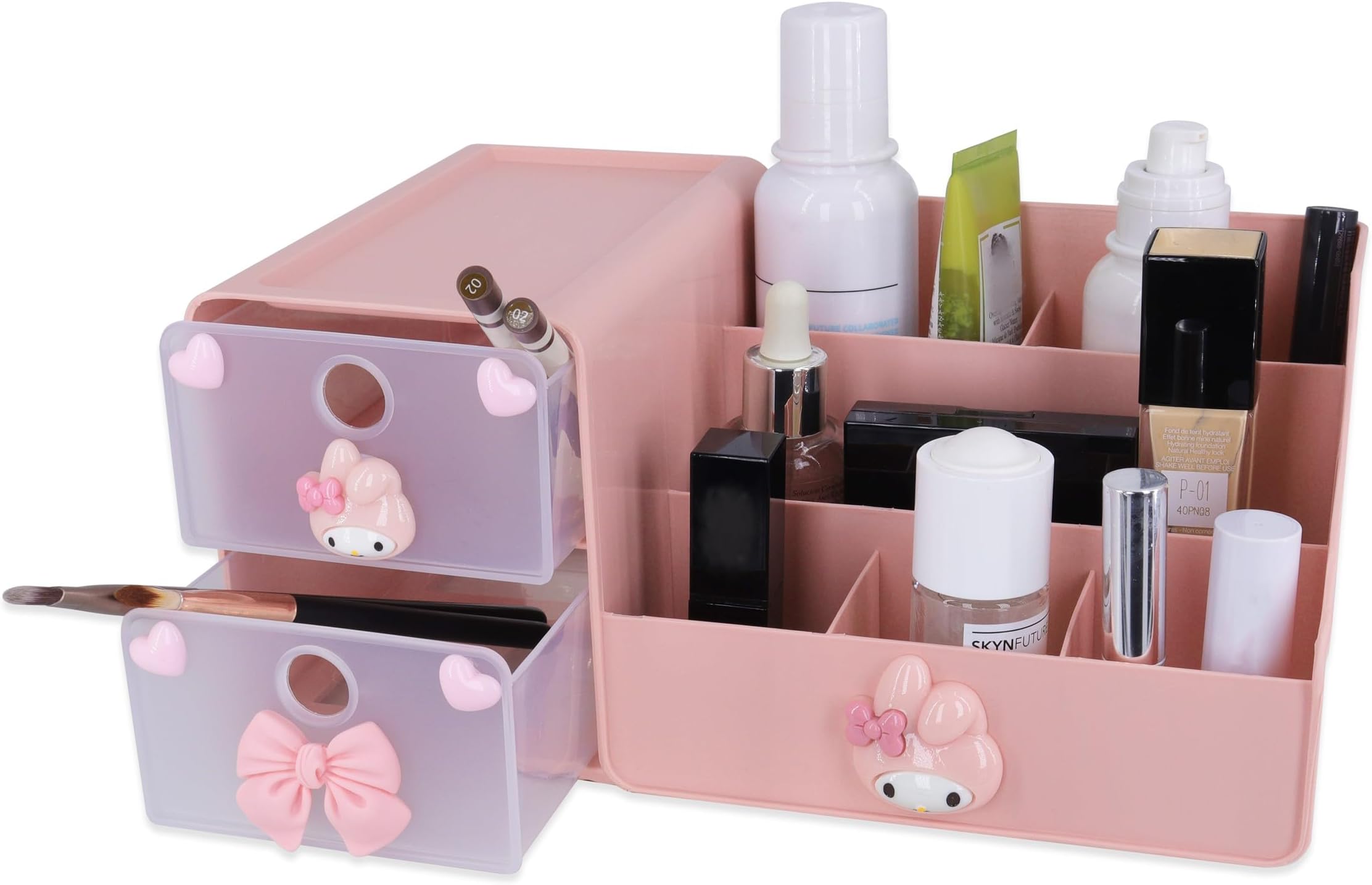 Roffatide Cartoon Melody Desktop Desk Office Supplies Container Anime Pen Holder for Desk Cute Pencil Cup Pot Makeup Brush Holder High-Capacity Box Pink