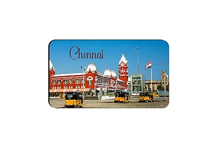 AVI Rubber Rectangular Fridge Magnet Multicolour Chennai Tamil Nadu Design Travel Souvenir RFM00142